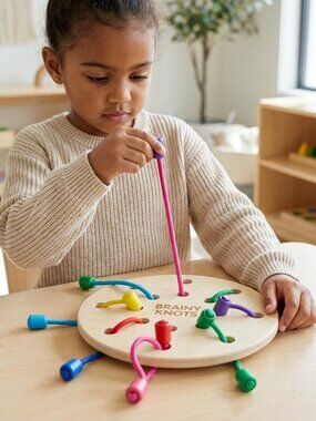 Montessori Lacing Toy, Wooden Rope Threading Logic Puzzle